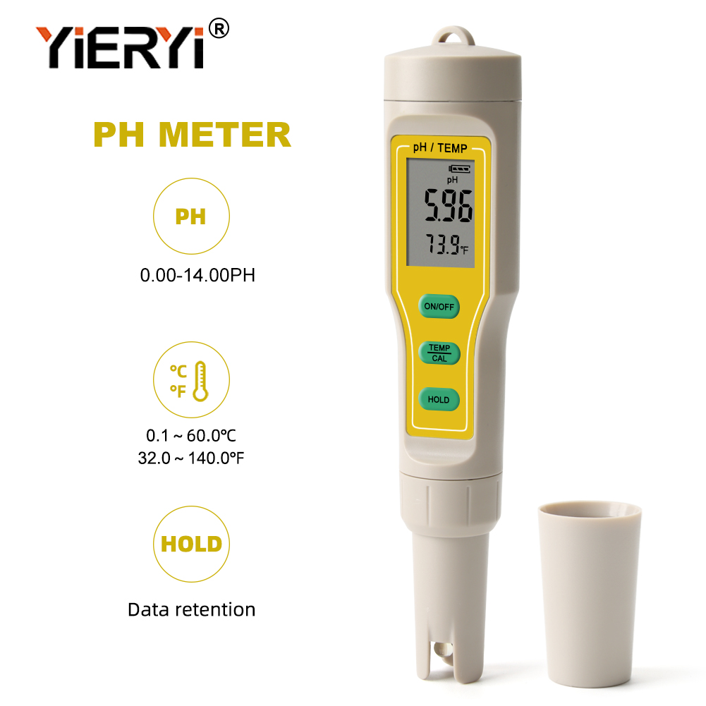 Ph Meter Digital Water Tester - YieryiデジタルPh-03 ph計0.01高精度2で1 ph温度水質テスター水族館水泳プール尿