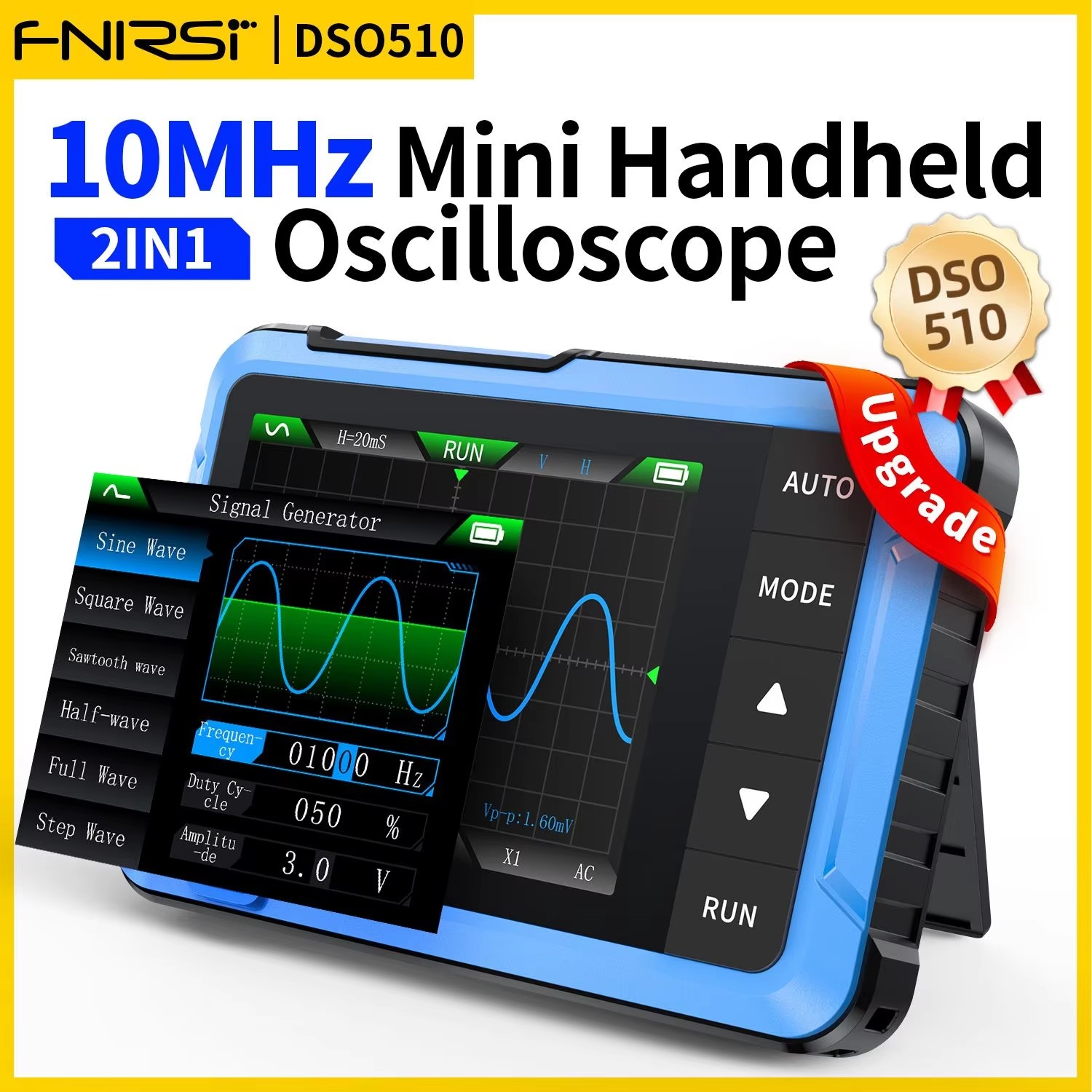 Fnirsi Digital Oscilloscope Handheld - Fnirsi-ポータブルミニハンドヘルドデジタルオシロスコープ、電子修理ツール、2 in 1、48メガサンプル/秒、10mhz帯域幅、dso510、dso152、dso153、新規