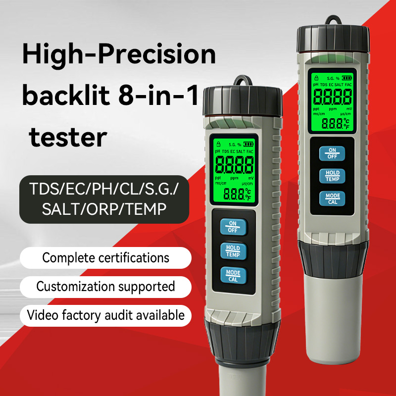 Ph Meter Digital Water Tester - MF-X81 ポータブル多機能水質測定器 カラーディスプレイ 8 in 1