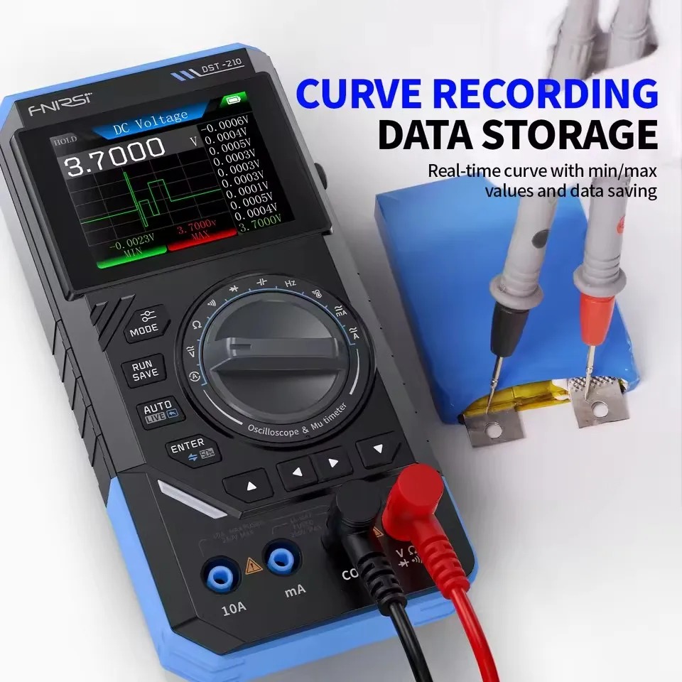 Fnirsi Digital Oscilloscope Handheld - DST210 3-in-1デジタルマルチメーター 10MHzオシロスコープ 信号発生器 4.5桁真の実効値オートレンジハンドヘルドスコープメーター 電気用