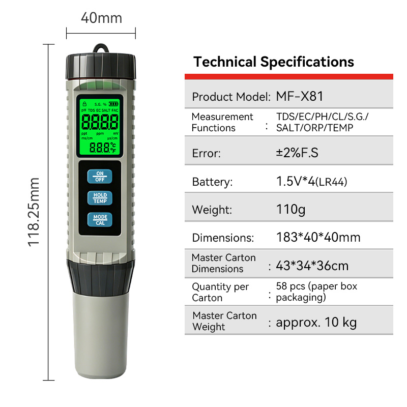MF-X81 ポータブル多機能水質測定器 カラーディスプレイ - Ph Meter Digital Water Tester のレビューと価格